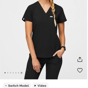 Figs Catarina One Pocket Scrub Top Black XS